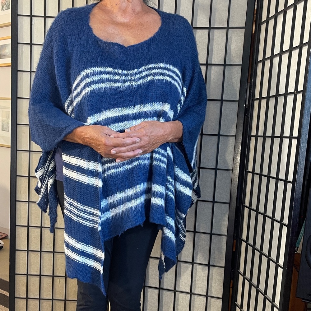 Wooden Ships Navy and White Striped Poncho